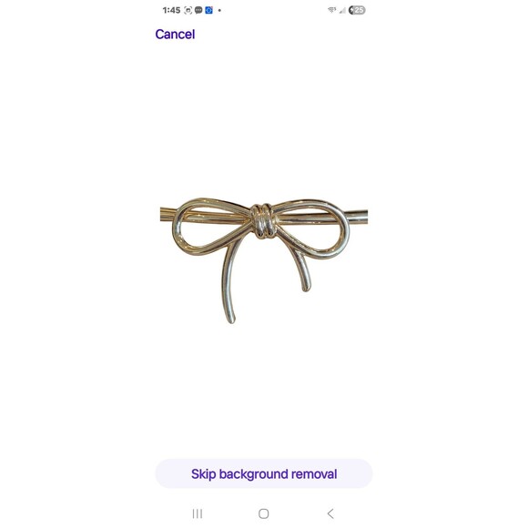 Designer Goldtone Metal Bow Belt Black Stretch  Sz S (28" To 34") Signed - Picture 5 of 7